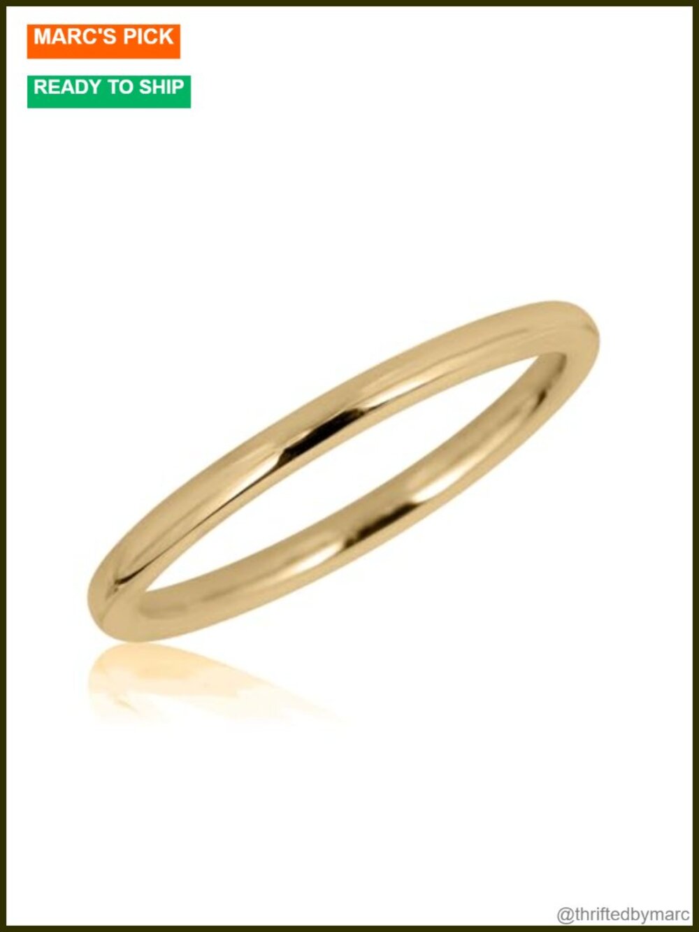 10K Yellow Gold Plain Band Stackable Ring Size 1-9 Hypoallergenic